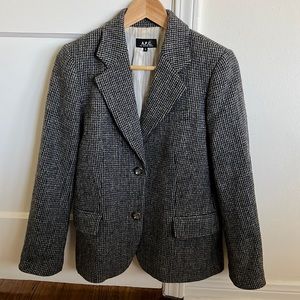 A.P.C. Handwoven Harris Tweed Wool Boyfriend Jacket women’s size Small